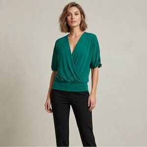 Banana Republic Emerald Green Faux Wrap Top | Size XS